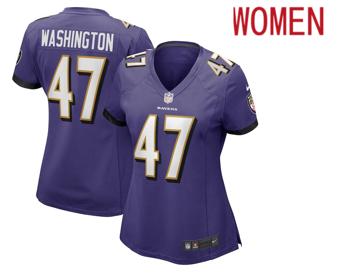 Women Baltimore Ravens 47 Ar Darius Washington Nike Purple Game NFL Jersey